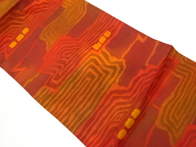 JAPANESE KIMONO / VINTAGE NAGOYA OBI / WOVEN ABSTRACT PATTERN